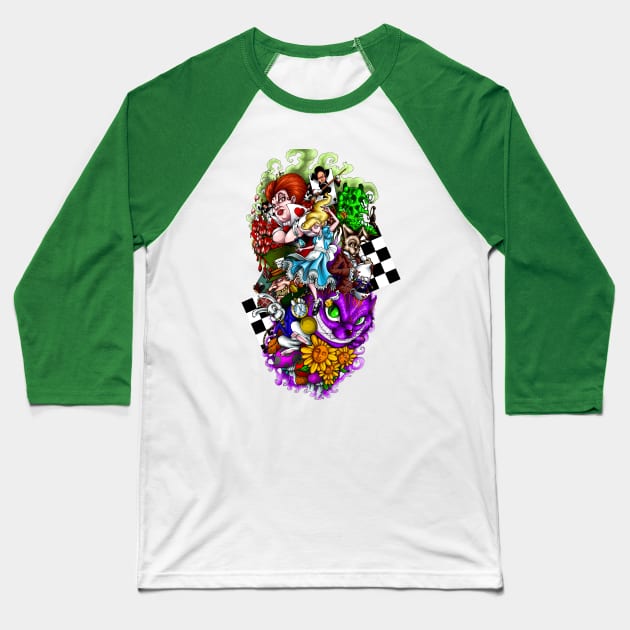 Alice in wonderland Baseball T-Shirt by gabrielcardozoart